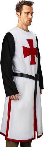 Men Crusader Tunic Templar Knight Costume Robe Medieval Renaissance Cosplay Warrior Hospitaller Surcoat Cloak Top in Saudi Arabia