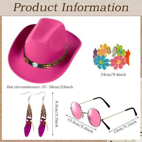 6 PCS Cowgirl Outfits Set for Women with Cowgirl Vest Cowboy Hat Turquoise Trim Bracelet Sunglasses for Halloween in Saudi Arabia