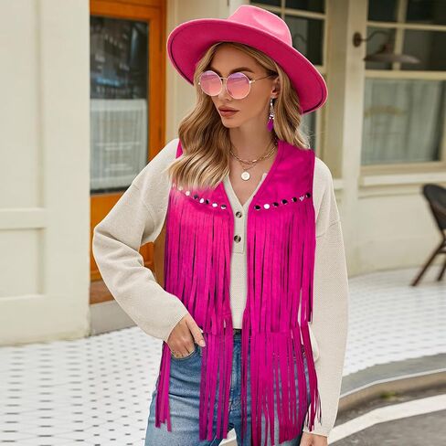 6 PCS Cowgirl Outfits Set for Women with Cowgirl Vest Cowboy Hat Turquoise Trim Bracelet Sunglasses for Halloween in Saudi Arabia