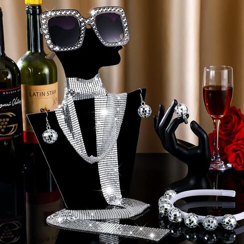 5 Pcs 1970s Disco Accessories Women Costume Disco Set Disco Ball Earrings Headband Ring and Sunglasses and Other Accessories (Fresh Style) in Kuwait