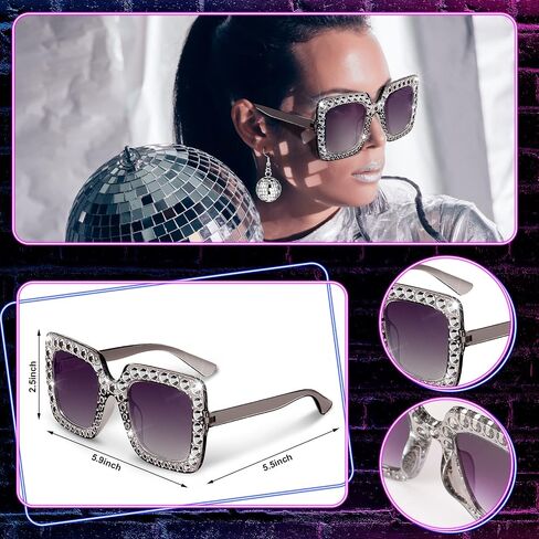 5 Pcs 1970s Disco Accessories Women Costume Disco Set Disco Ball Earrings Headband Ring and Sunglasses and Other Accessories (Fresh Style) in Kuwait