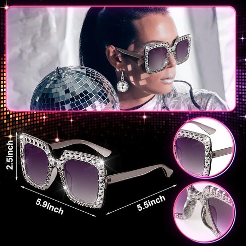 5 Pcs 1970s Disco Accessories Women Costume Disco Set Disco Ball Earrings Headband Ring and Sunglasses and Other Accessories (Fresh Style) in Kuwait