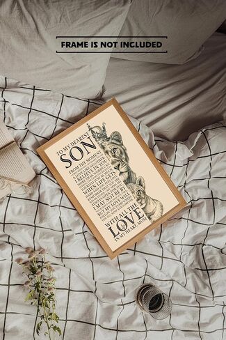 To My Dearest Son, Inspirational Lion Mom Wall Art, Mother to Son Encouragement Quote Print, Motivational Gift for Son, 8x10 inch - UNFRAMED in Saudi Arabia