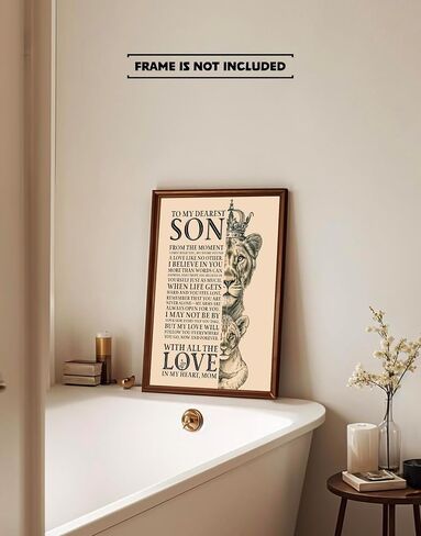 To My Dearest Son, Inspirational Lion Mom Wall Art, Mother to Son Encouragement Quote Print, Motivational Gift for Son, 8x10 inch - UNFRAMED in Saudi Arabia