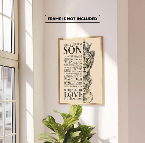 To My Dearest Son, Inspirational Lion Mom Wall Art, Mother to Son Encouragement Quote Print, Motivational Gift for Son, 8x10 inch - UNFRAMED in Saudi Arabia