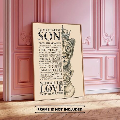 To My Dearest Son, Inspirational Lion Mom Wall Art, Mother to Son Encouragement Quote Print, Motivational Gift for Son, 8x10 inch - UNFRAMED in Saudi Arabia