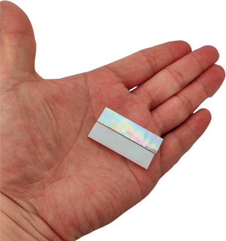 1.57" x 0.4" Rectangular Iridescent Stained Glass Strip, 7oz Glass Mosaic Tiles for DIY Crafts,Plates,Picture Frames,Flower Pots,Handmade Jewelry and More Mosaic Decorative (Iridescent White) in Saudi Arabia