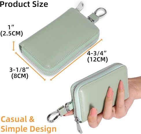 حافظة مفاتيح السيارة من الجلد الطبيعي، حقيبة محفظة للعملات المعدنية للجنسين مع خطاف معدني in Kuwait