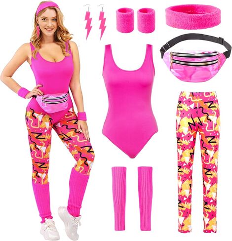 Spooktacular Creations Women 80s Workout Outfit, Halloween 80s Costumes for Adults 80s Accessories Halloween Costumes Cosplay in Saudi Arabia