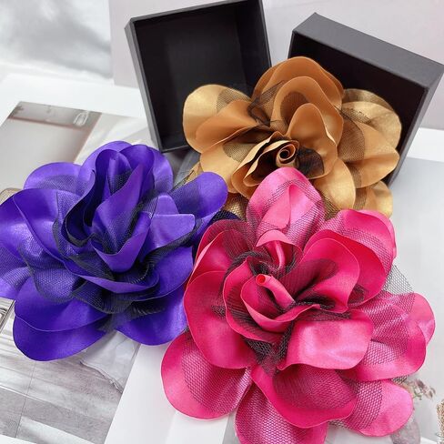 5.5’’ Extra Large Flower Brooch Pin Dainty Fabric Camellia Elegant Silk Satin Oversized Brooches Dance Wedding Party Corsage Banquet Dress Suit Ceremony Clothes Handmade Big Boutonniere Accessories Jewelry Gifts for Women Ladies Girls in Saudi Arabia