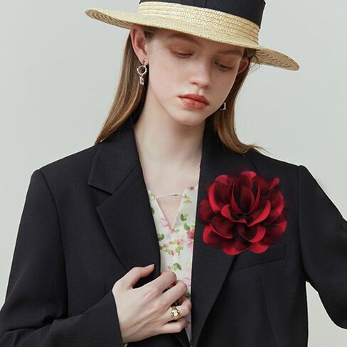 5.5’’ Extra Large Flower Brooch Pin Dainty Fabric Camellia Elegant Silk Satin Oversized Brooches Dance Wedding Party Corsage Banquet Dress Suit Ceremony Clothes Handmade Big Boutonniere Accessories Jewelry Gifts for Women Ladies Girls in Saudi Arabia