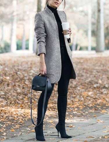 IDEALSANXUN Womens Wool Coat Open Front Cardigan Blazer Jackets Fall Winter Peacoat with Pockets in Kuwait