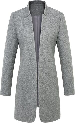 IDEALSANXUN Womens Wool Coat Open Front Cardigan Blazer Jackets Fall Winter Peacoat with Pockets in Kuwait