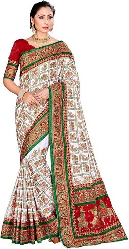 Sarees For Women Satin Silk Heavy Embroidered Saree ||Ethnic Traditional Indian Wedding Gift Sari with Unstitched Blouse in Saudi Arabia