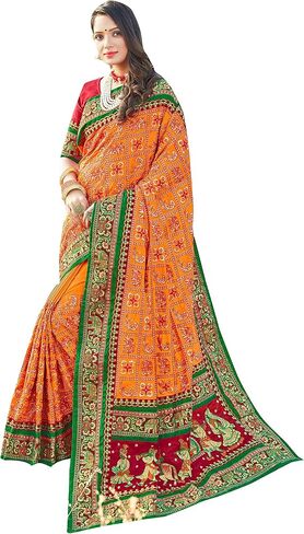 Sarees For Women Satin Silk Heavy Embroidered Saree ||Ethnic Traditional Indian Wedding Gift Sari with Unstitched Blouse in Saudi Arabia