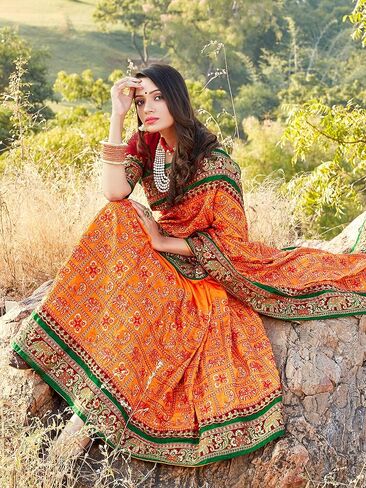 Sarees For Women Satin Silk Heavy Embroidered Saree ||Ethnic Traditional Indian Wedding Gift Sari with Unstitched Blouse in Saudi Arabia
