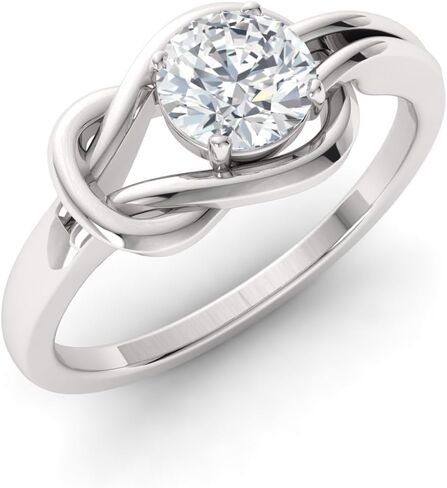 خاتم خطوبة سوليتير من الماس الطبيعي والمعتمد من Diamondere من الذهب الأبيض عيار 14 قيراط | خاتم بعقدة إنفينيتي من الألماس 0.3 قيراط للنساء، مقاس أمريكي 6 in Kuwait