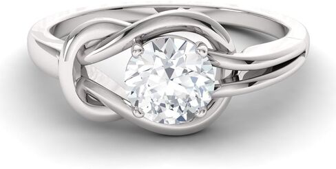 خاتم خطوبة سوليتير من الماس الطبيعي والمعتمد من Diamondere من الذهب الأبيض عيار 14 قيراط | خاتم بعقدة إنفينيتي من الألماس 0.3 قيراط للنساء، مقاس أمريكي 6 in Kuwait