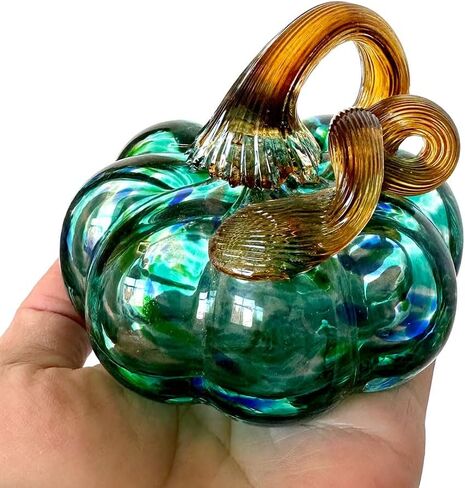 Crystal Pumpkin Figurines Glass Pumpkins for Paperweight Tabletop Decorative Ornament Collectible Home Decor Ornaments (Green-Small) in Kuwait
