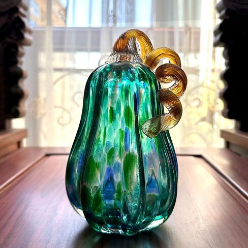 Crystal Pumpkin Figurines Glass Pumpkins for Paperweight Tabletop Decorative Ornament Collectible Home Decor Ornaments (Green-Small) in Kuwait