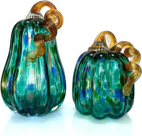 Crystal Pumpkin Figurines Glass Pumpkins for Paperweight Tabletop Decorative Ornament Collectible Home Decor Ornaments (Green-Small) in Kuwait