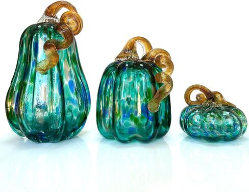 Crystal Pumpkin Figurines Glass Pumpkins for Paperweight Tabletop Decorative Ornament Collectible Home Decor Ornaments (Green-Small) in Kuwait