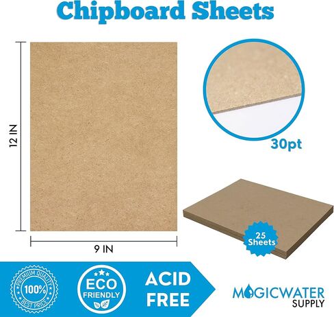 50 Chipboard Sheets 9 x 12 inch - 30pt (Point) Medium Weight Brown Kraft Cardboard for Scrapbooking & Picture Frame Backing (.030 Caliper Thick) Paper Board | MagicWater Supply in Saudi Arabia