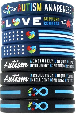 Assorted Autism Awareness Bracelets, Bulk Pack (12pcs) - Autism Gifts, Accessories and Supplies - Autism Love and Support, Autism Flag, and Autism Infinity Symbol in Kuwait