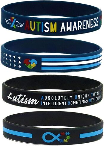 Assorted Autism Awareness Bracelets, Bulk Pack (12pcs) - Autism Gifts, Accessories and Supplies - Autism Love and Support, Autism Flag, and Autism Infinity Symbol in Kuwait