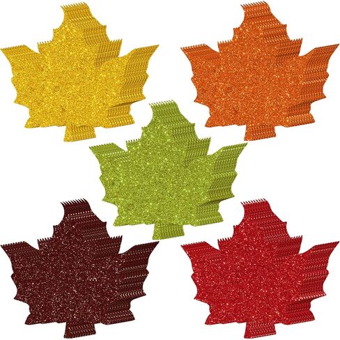 Seajan 200 Pcs Paper Leaves Fall Leaf Cutouts for Craft Bulk Thanksgiving Autumn Leaves Cutout Decor Fall Bulletin Board Decorations Pumpkin Cutouts with 400 Pcs Glue Point Dots for DIY Craft in Saudi Arabia