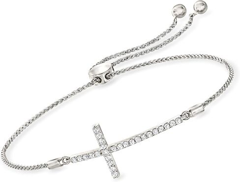 Ross-Simons 0.33 ct. t.w. Diamond Cross Bolo Bracelet in Sterling Silver in Saudi Arabia