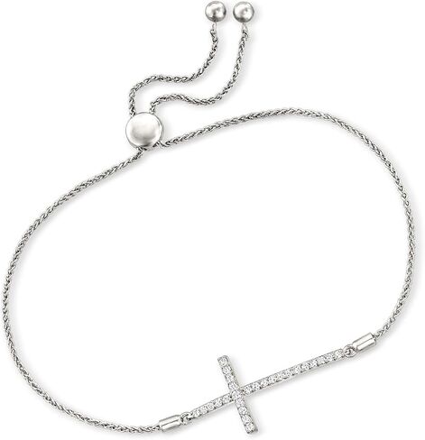 Ross-Simons 0.33 ct. t.w. Diamond Cross Bolo Bracelet in Sterling Silver in Saudi Arabia