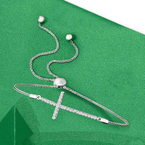 Ross-Simons 0.33 ct. t.w. Diamond Cross Bolo Bracelet in Sterling Silver in Saudi Arabia