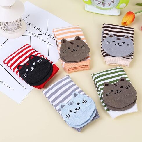 Womens Crew Socks-5 Pairs Colored Soft Thin Cotton Socks Cute Casual Athletic Neutral Ankle Socks in Saudi Arabia