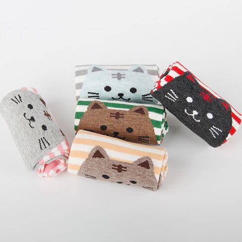 Womens Crew Socks-5 Pairs Colored Soft Thin Cotton Socks Cute Casual Athletic Neutral Ankle Socks in Saudi Arabia