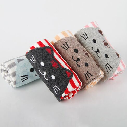 Womens Crew Socks-5 Pairs Colored Soft Thin Cotton Socks Cute Casual Athletic Neutral Ankle Socks in Saudi Arabia