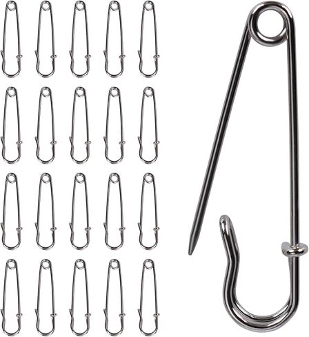 20 Pack of 2-Inch Heavy-Duty Steel Safety Pins – Ideal for Blankets, Clothing, Crafts, and Canvas Work – Silver Finish in Saudi Arabia