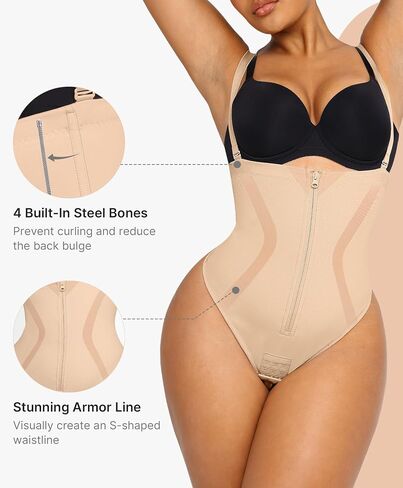 SHAPELLX Shapewear Tummy Control Womens High Waist Body Shaper Thong Butt Lifting Shapewear Bodysuit Colombianas in Saudi Arabia