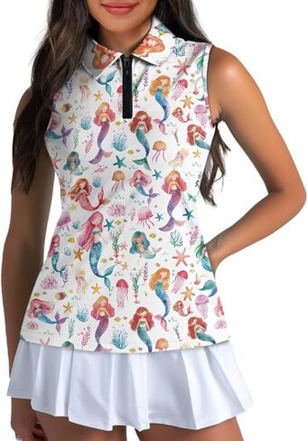 Womens Sleeveless Golf Shirts Zip Up V Neck Workout Tank Tops Quick Dry Lightweight Athletic Tops in Kuwait