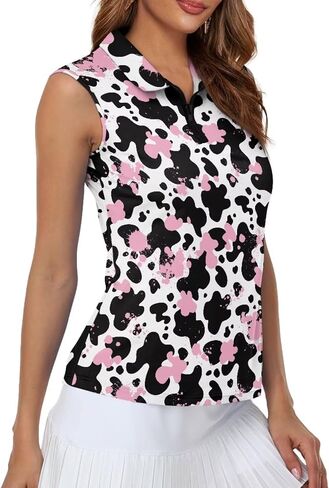 Womens Sleeveless Golf Shirts Zip Up V Neck Workout Tank Tops Quick Dry Lightweight Athletic Tops in Kuwait