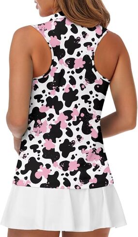 Womens Sleeveless Golf Shirts Zip Up V Neck Workout Tank Tops Quick Dry Lightweight Athletic Tops in Kuwait