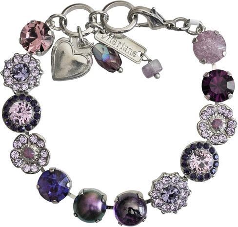 سوار ماريانا مطلي بالروديوم بتصميم وايلدبيري كبير مزين بالكريستال والفسيفساء، مزيج أرجواني 4045/1 M1134ro in Kuwait