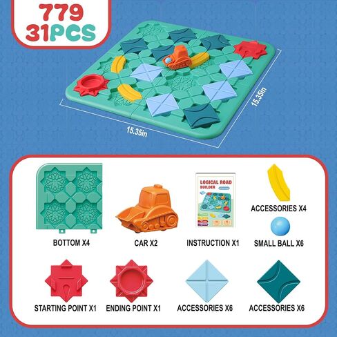 STEM Board Games - Logical Road Builder Brain Teasers Puzzles Toys for Kids 4-8 Year Old, Family Educational Montessori Toy for Boys Girls Aged 4 5 6 7 8 Preschool Classroom Learning (50 Pcs) in Saudi Arabia