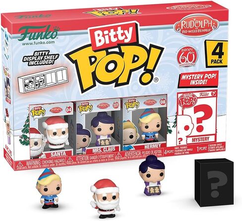 Funko Bitty Pop! Rudolph: Mini Collectible Toys 4-Pack - Santa, Mrs. Claus™, Hermey™, & Mystery Chase Figure (Styles May Vary) in Saudi Arabia