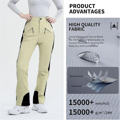 Ski Pants for Women Snow Fleece Lined Snowboard Soft Shell Slim Fit Fitted Waterproof Windproof Warm in Saudi Arabia