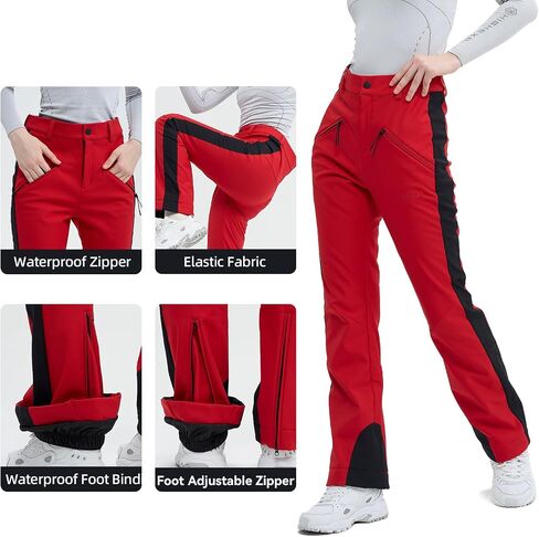 Ski Pants for Women Snow Fleece Lined Snowboard Soft Shell Slim Fit Fitted Waterproof Windproof Warm in Saudi Arabia