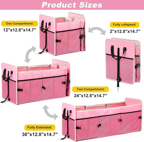 Trunk Organizer for Car Collapsible Trunk Organizer, 102L Large Capacity Portable Car Organizer and Storage for SUV, Purple, 3 Compartments in Saudi Arabia