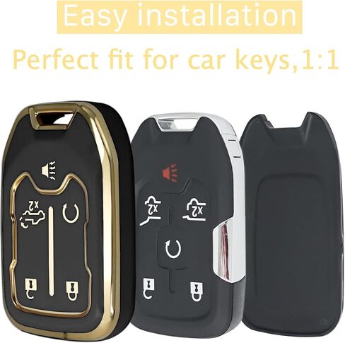 for Chevrolet Key Fob Cover with keychian,TPU Protection Key Case Compatible with GMC Silverado Suburban Tahoe Acadia Sierra Terrain Yukon (Red, 5 Button) in Saudi Arabia
