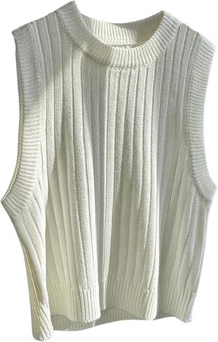 SweatyRocks Women's Crew Neck Knit Crop Top Sweater Vest Sleeveless Knitted Sweaters in Saudi Arabia