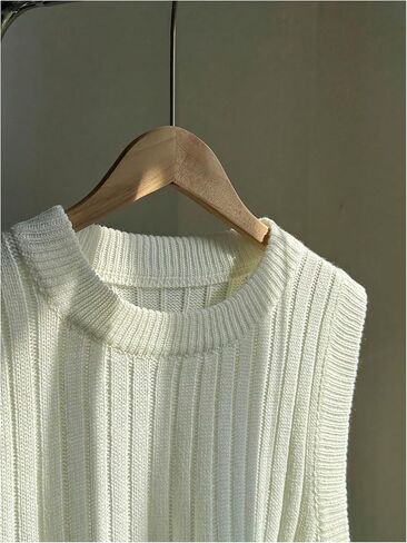 SweatyRocks Women's Crew Neck Knit Crop Top Sweater Vest Sleeveless Knitted Sweaters in Saudi Arabia